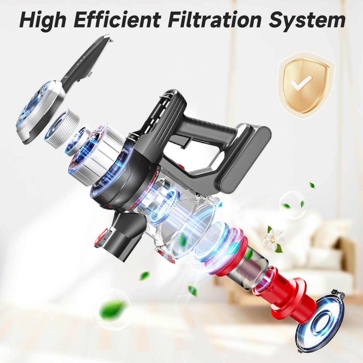 8-in-1 Cordless Vacuum Cleaner with Powerful Suction & Long Battery Life