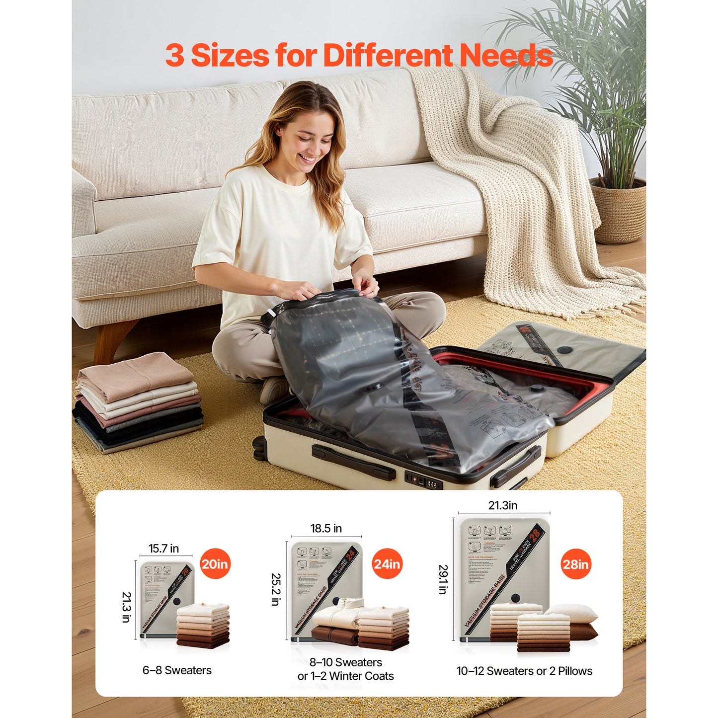Vacuum Storage Bags 16 Pack Space Saver Compression Clothes Organizer with Pump