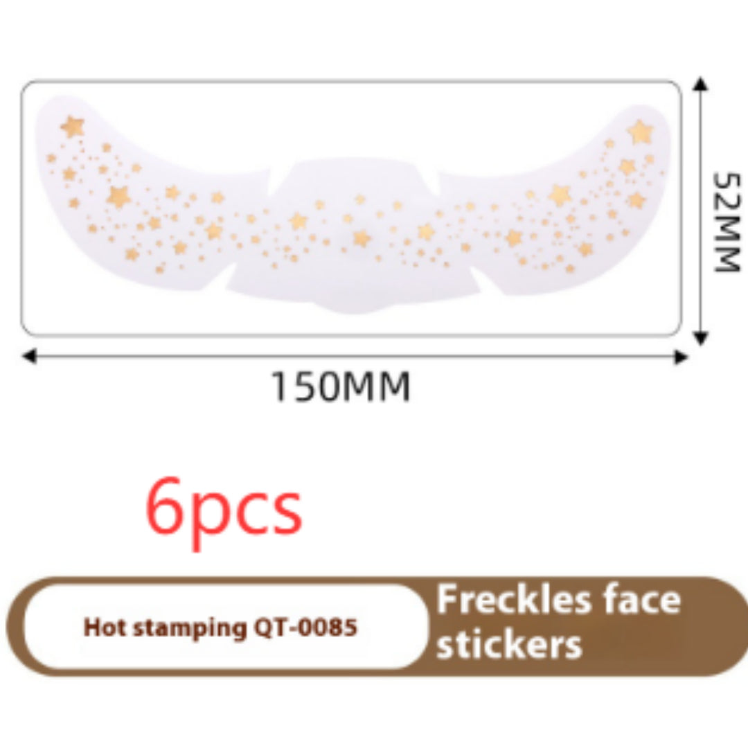 Freckle Tattoo Stickers Gold and Silver - Facial Skin Decor, 150x52mm, 1 or 6 Pcs