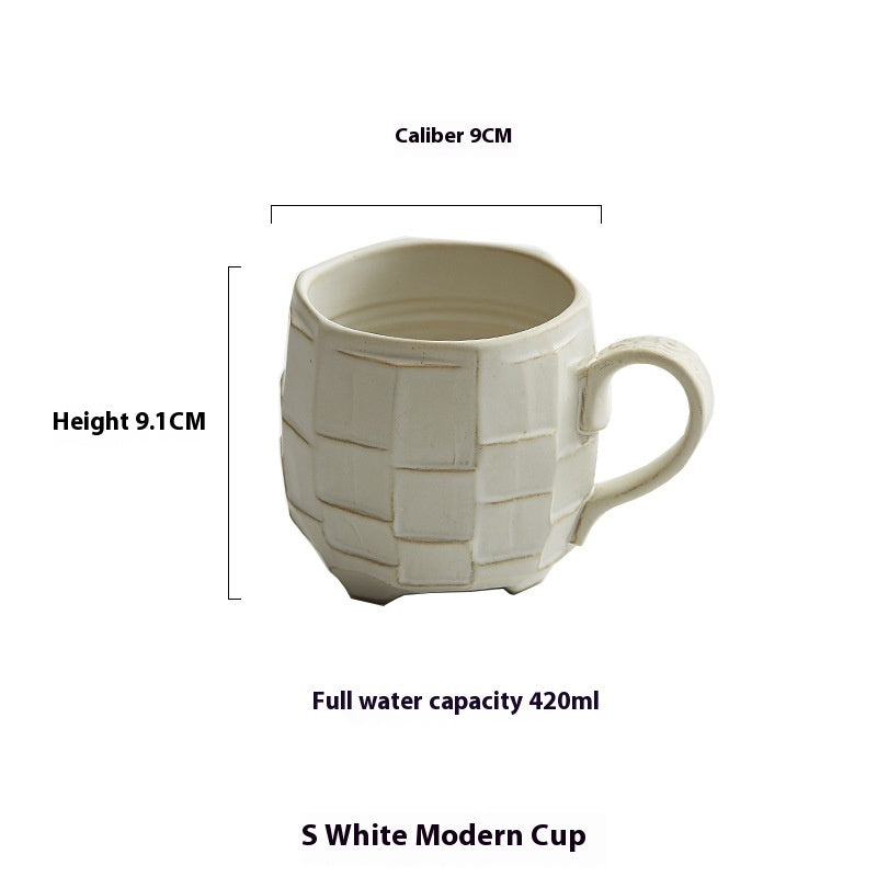 Retro Style Large Coffee Cup - 420ml Milk Breakfast Mug in White or Yellow