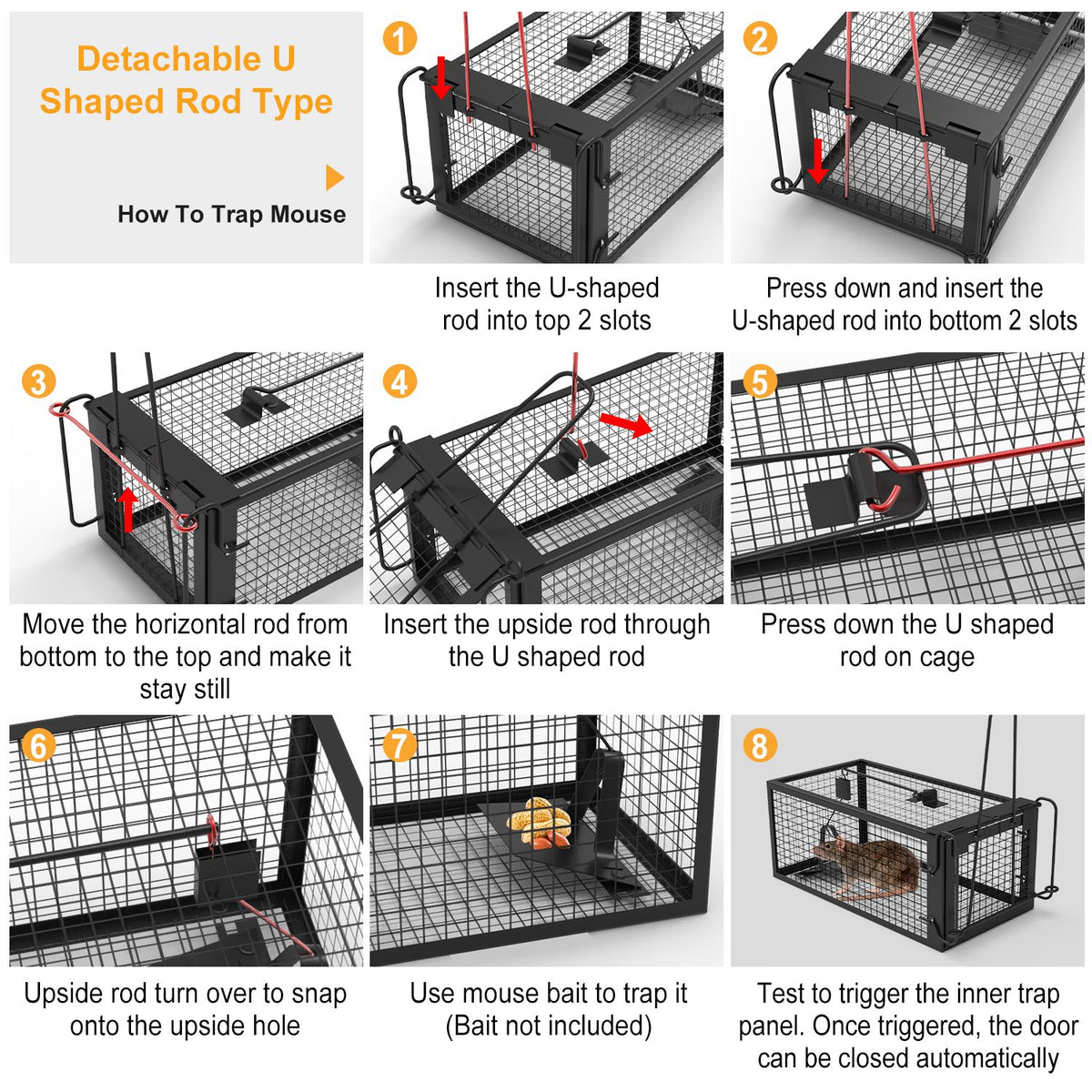 Humane Rodent Trap Cage - Galvanized Steel Live Mouse & Rat Catcher, 2 Pack