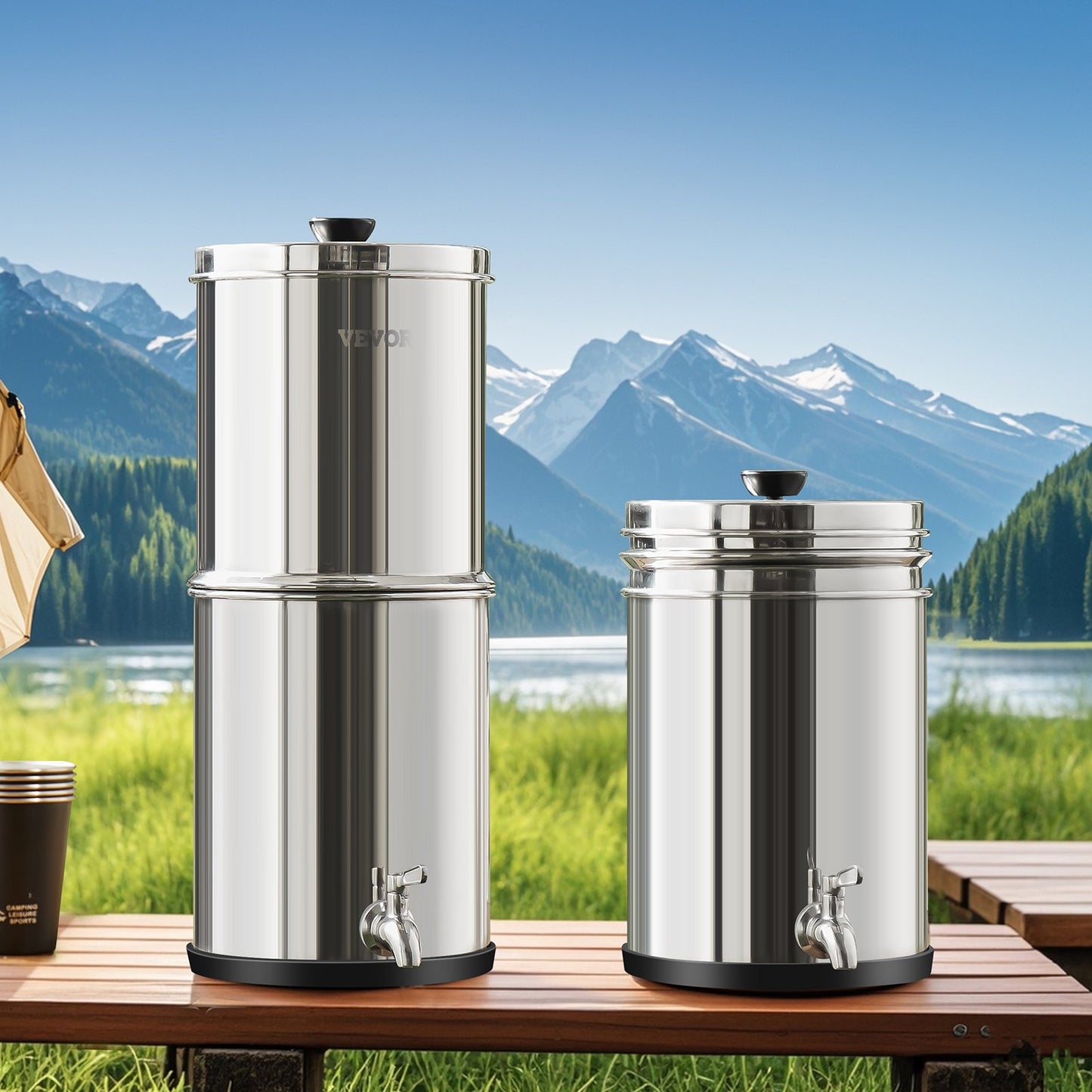 Gravity-Fed Countertop Water Filter System - Stainless Steel, 2 Filters