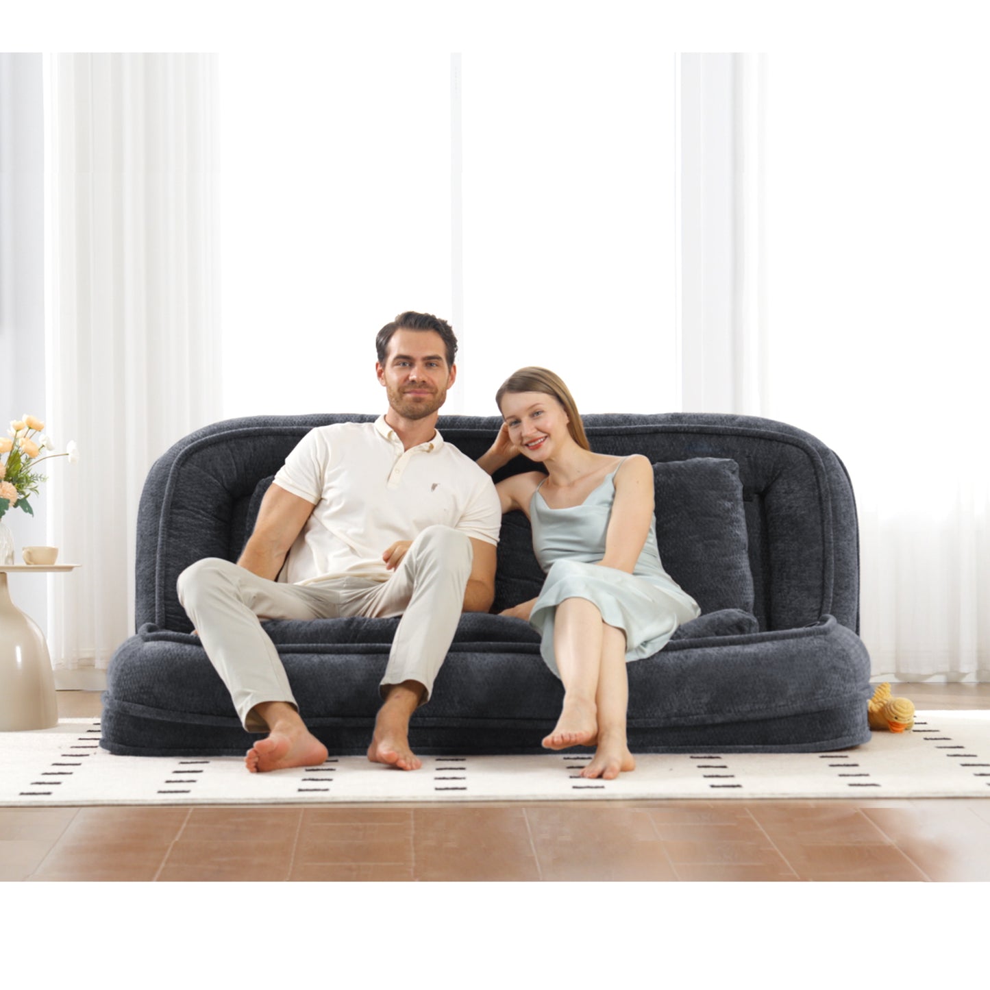 Double Lazy Sofa Dog Bed - Extra Large Loveseat in Dark Gray