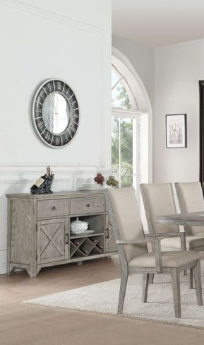 Set of 2 Rocky Gray Fabric Side Chairs with Oak Finish