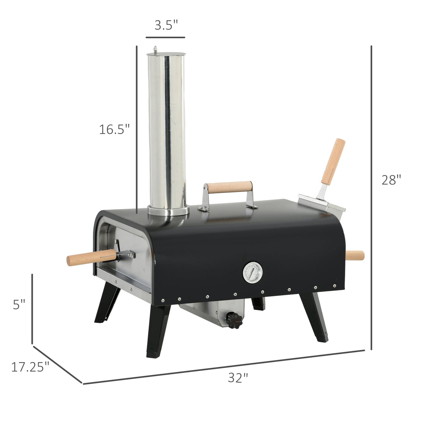 Outdoor Pellet Wood Fired Pizza Oven with Rotating Stone