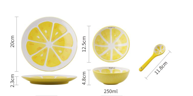 Ceramic Watermelon Fruit Bowl Set - Microwave & Dishwasher Safe, 4 Colors