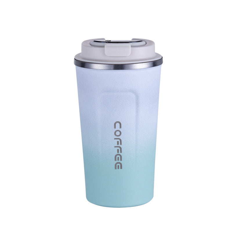 Stainless Steel Double-Layer Vacuum Coffee Cup with Straw - Outdoor & Travel