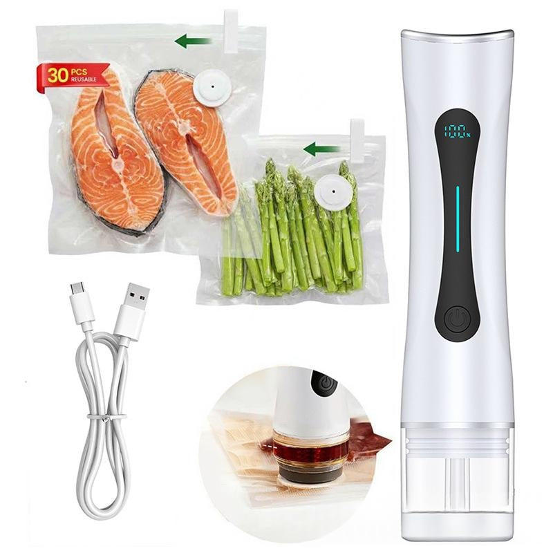 Vacuum Food Storage Bag Set with Freshness Preserver - White, Multiple Sizes
