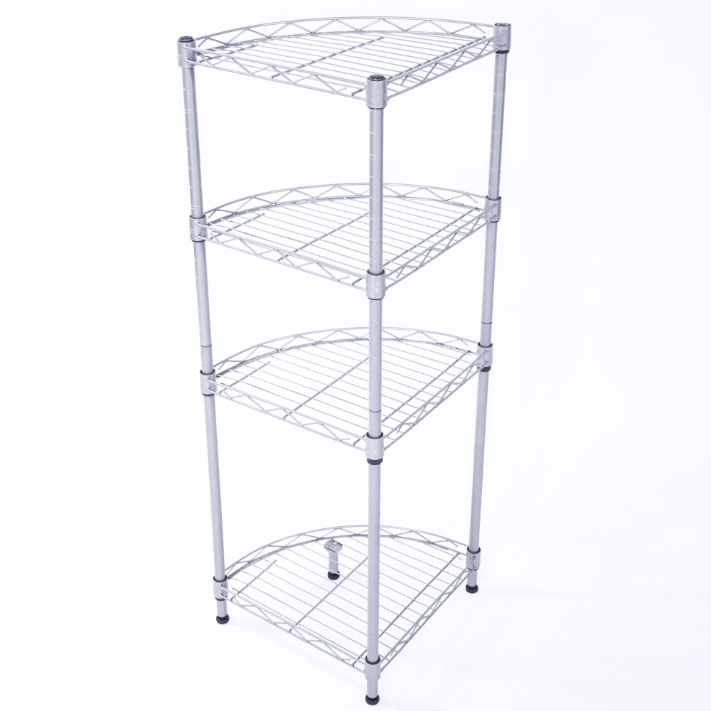4-Tier Metal Wire Shelving Rack - Silver Storage Unit for Home