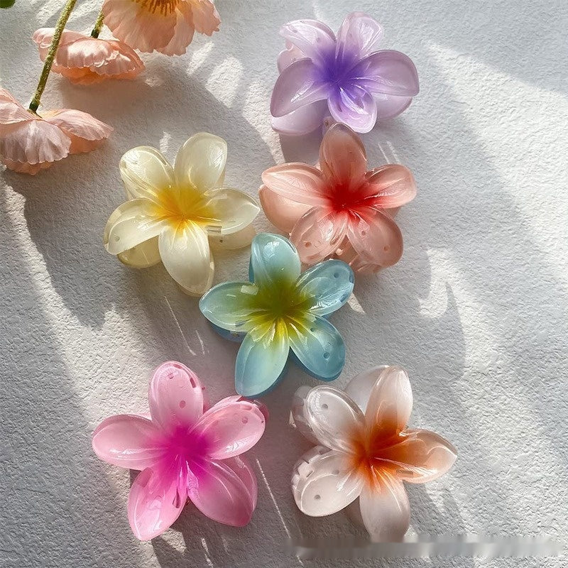 Flower Hair Clip with Egg Bauhinia Flower Back Spoon Grip - Multiple Colors