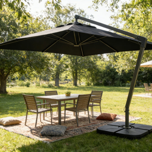 Heavy-Duty Offset Patio Umbrella Stand, Refillable Base With Water Or