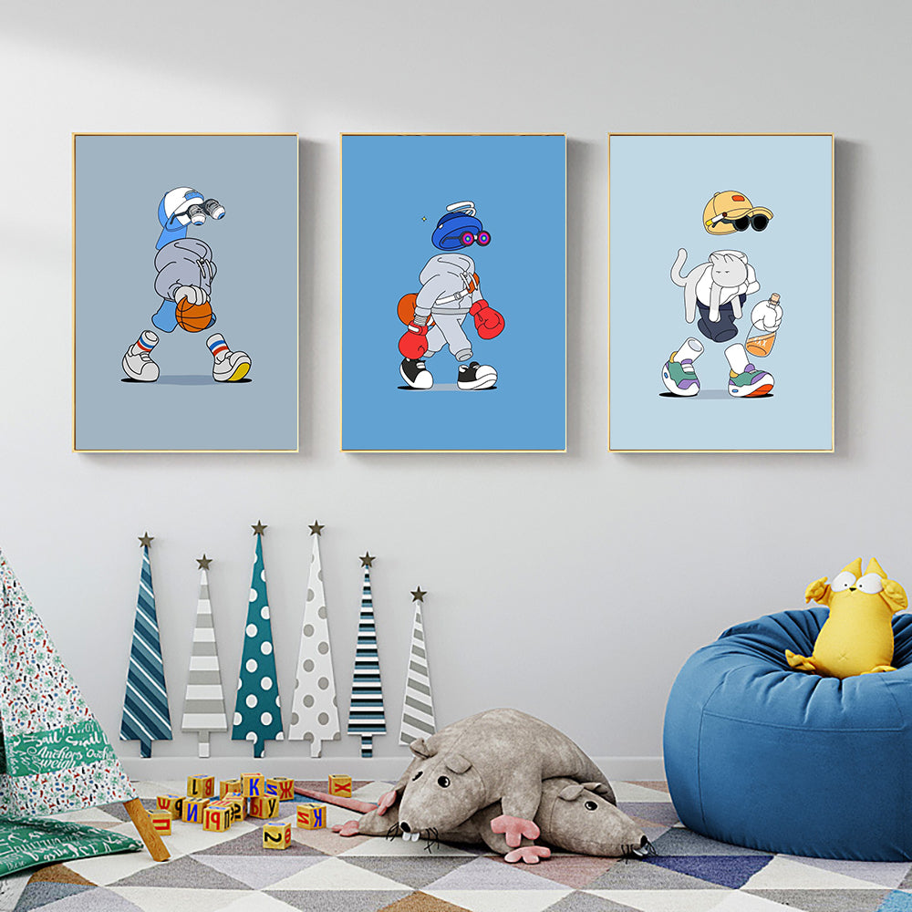Sports Cartoon Characters Wall Art Poster Canvas Painting for Living Room