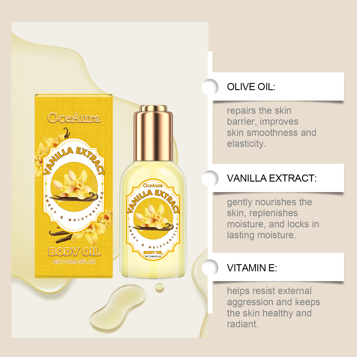 Body Moisturizing Treatment Oil Vanilla Flavor