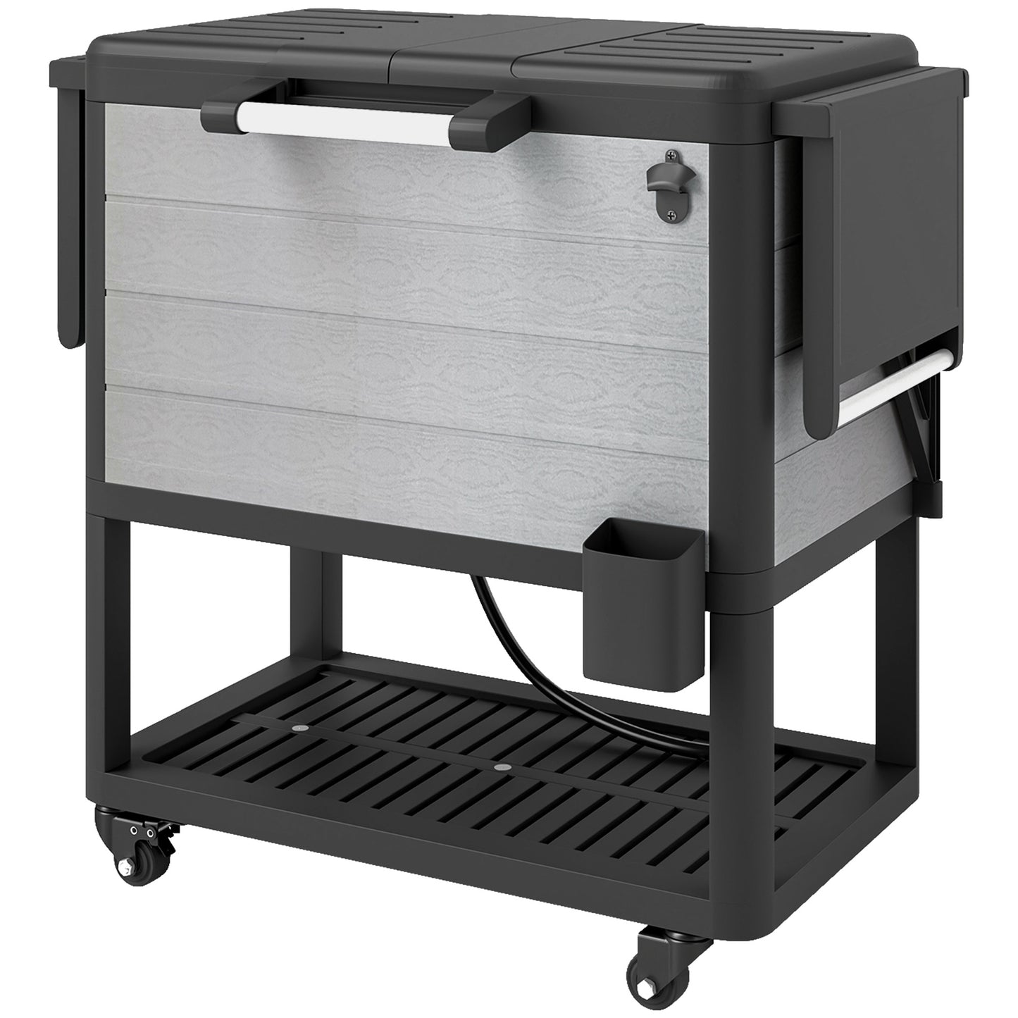 104 Quart Outdoor Cooler Cart with Bottle Opener & Wheels - Gray
