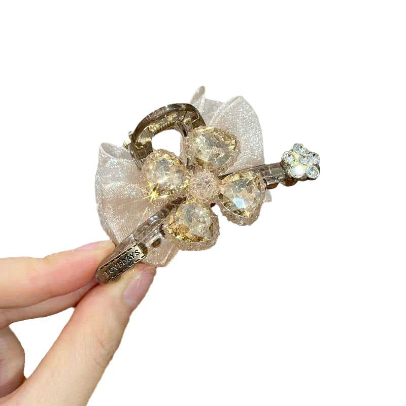 Acrylic Jaw Clip with Diamond Bow Design - Medium Hair Accessory