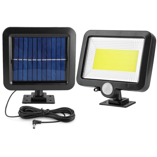 Outdoor Solar Wall Light with Motion & Light Sensor - IP65 Waterproof, 100 LEDs, Rotatable Panel, 16.4ft Cable for Garden, Patio, Garage