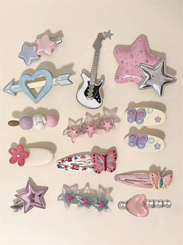 Butterfly & Flower Hair Barrettes Set - 10 Pack
