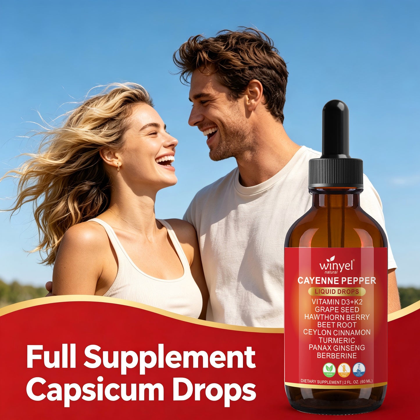 7-in-1 Herbal Liquid Drops - Cayenne, Beet Root, Turmeric & Berberine - 60ml