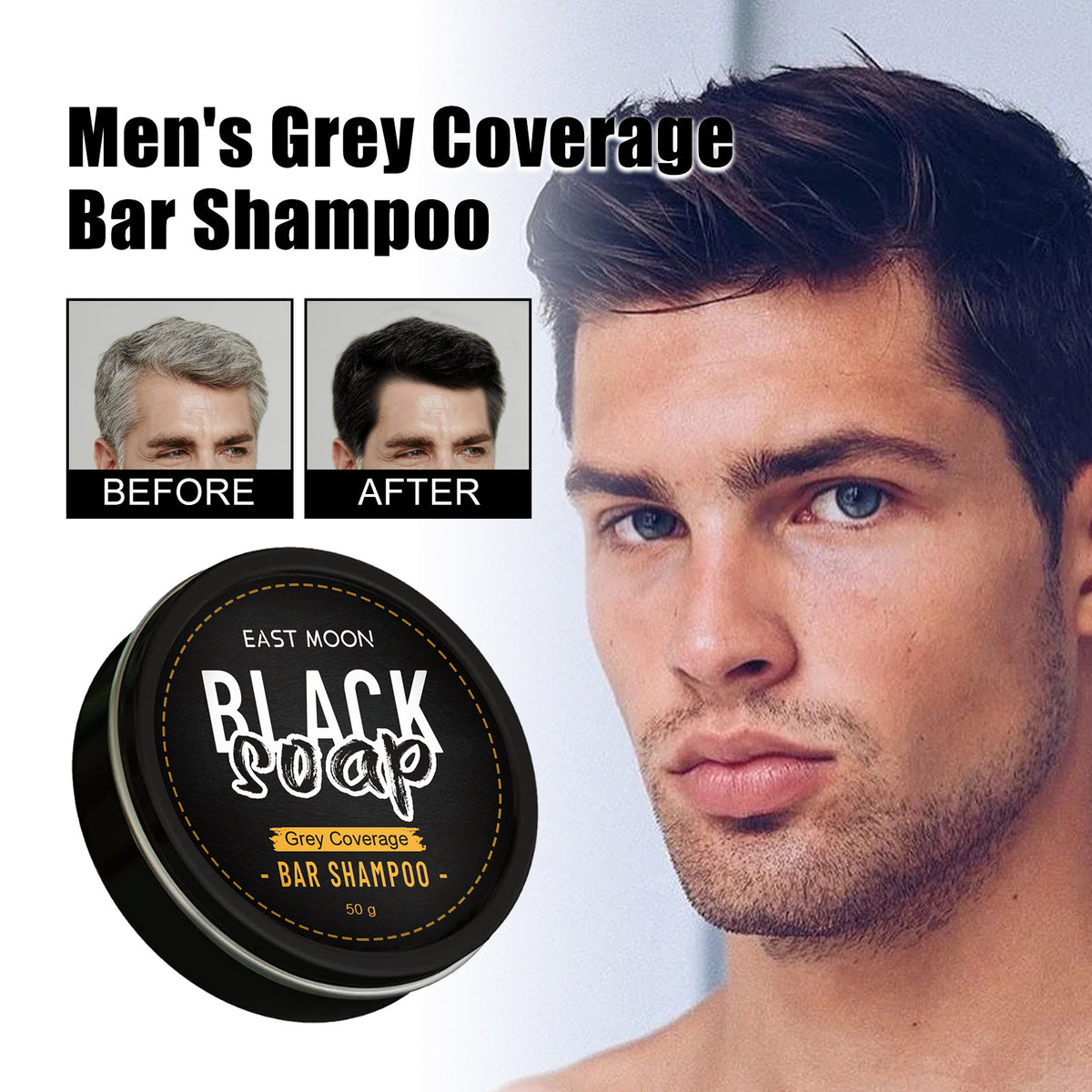 Men's Black Hair Soap Bar - 50g