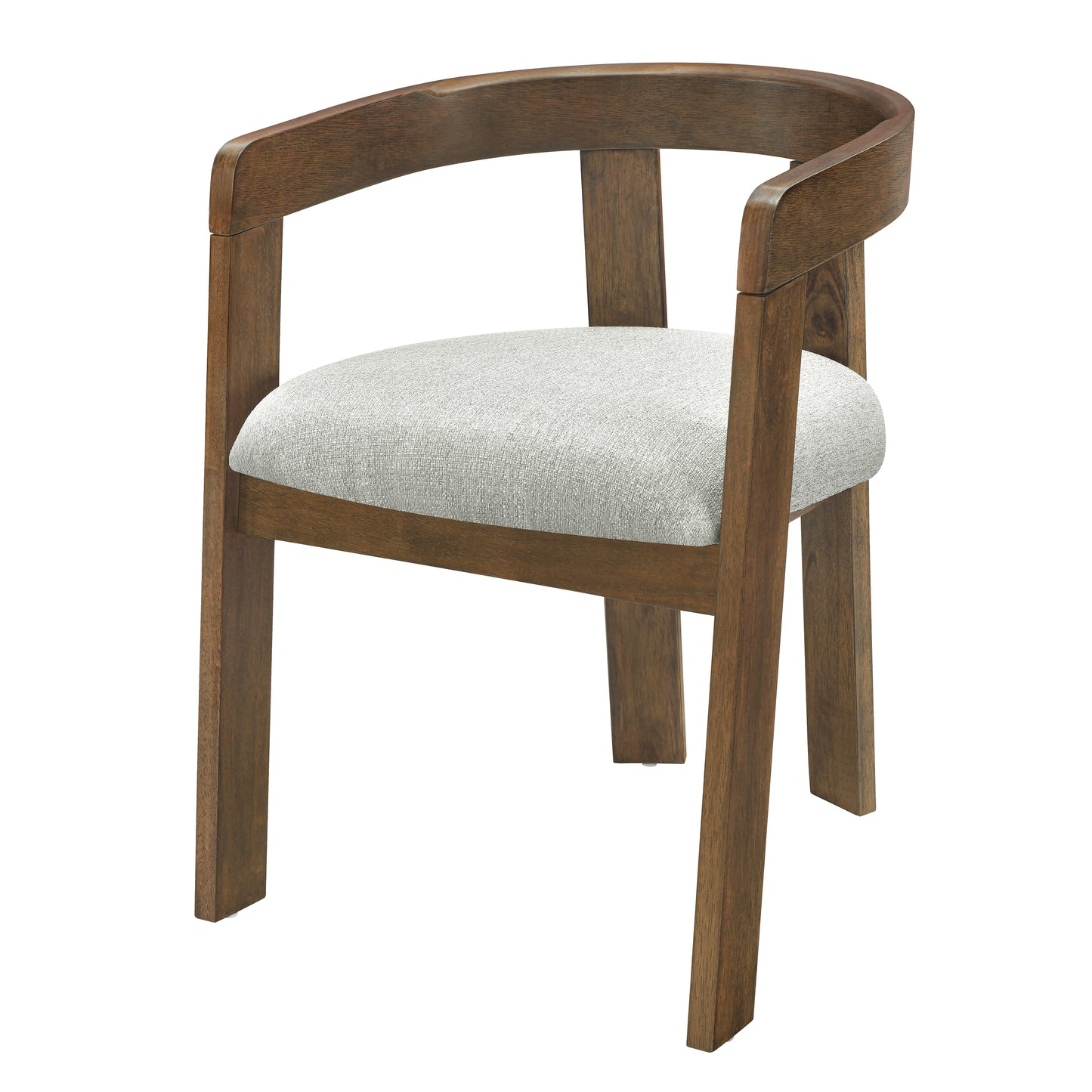 Set of 2 Modern Barrel Dining Chairs - Upholstered Rubber Wood Frame