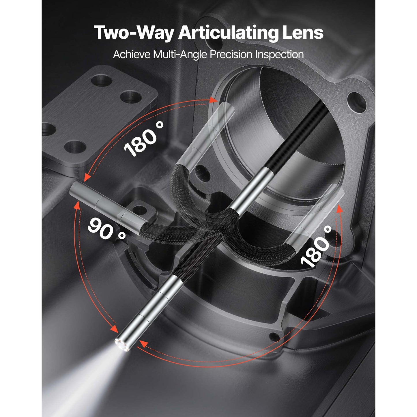 Articulating Inspection Camera with 0.15-Inch Ultra Slim HD Lens and Two-Way Articulated Endoscope for Automotive & Mechanical Inspection
