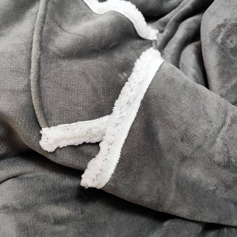 Wearable Lambswool Blanket with Large Pocket - Lazy Winter Throw 150x180cm