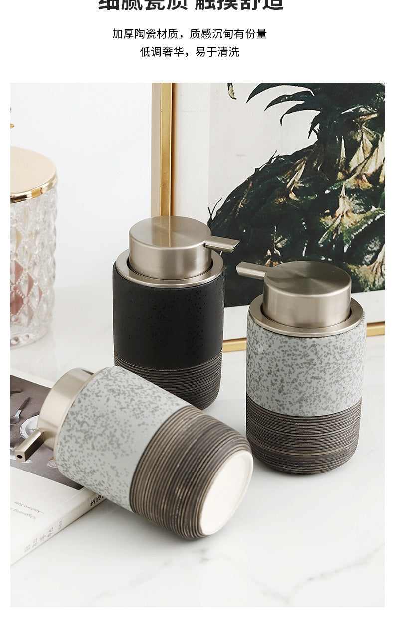 Ceramic Relief Pressed Mousse Bottles for Home & Garden Storage - White, Gray, Black