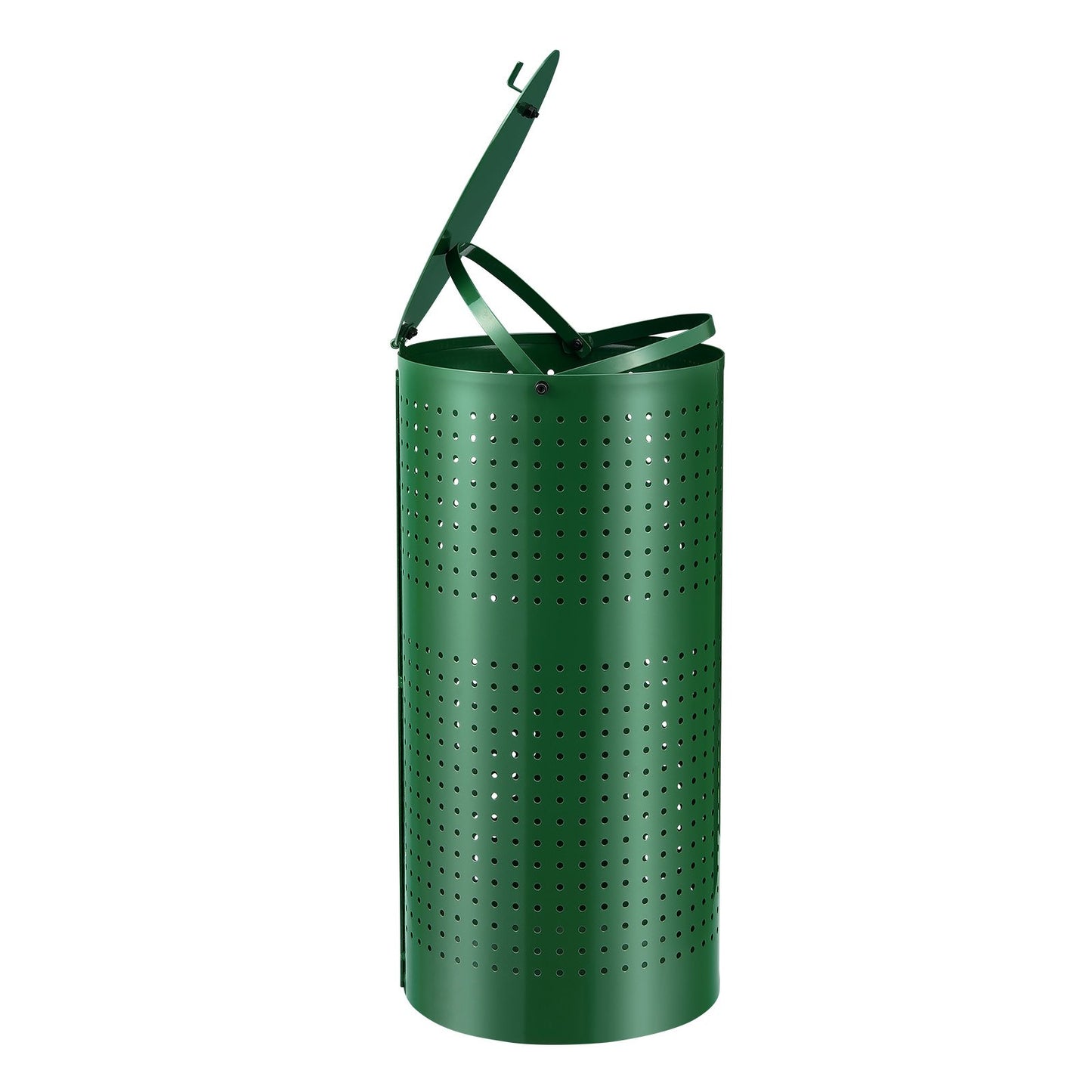 Weather-Resistant Dog Poop Trash Can 11.5 Gallons with Lid - Green