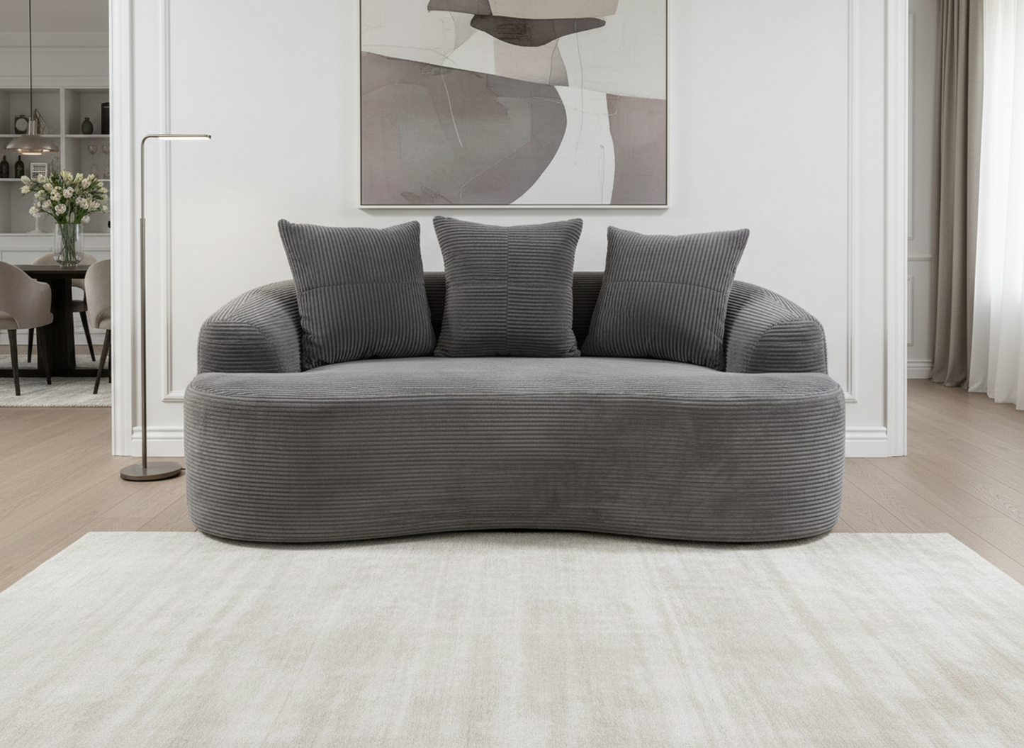 65.35 Curved Loveseat Sofa With Pocket Spring Cushions For Soft