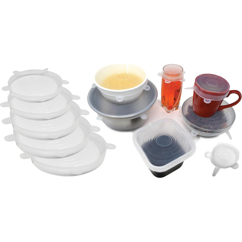 Microwave Food Cover Set with 6 Silicone Lids - Universal Fit