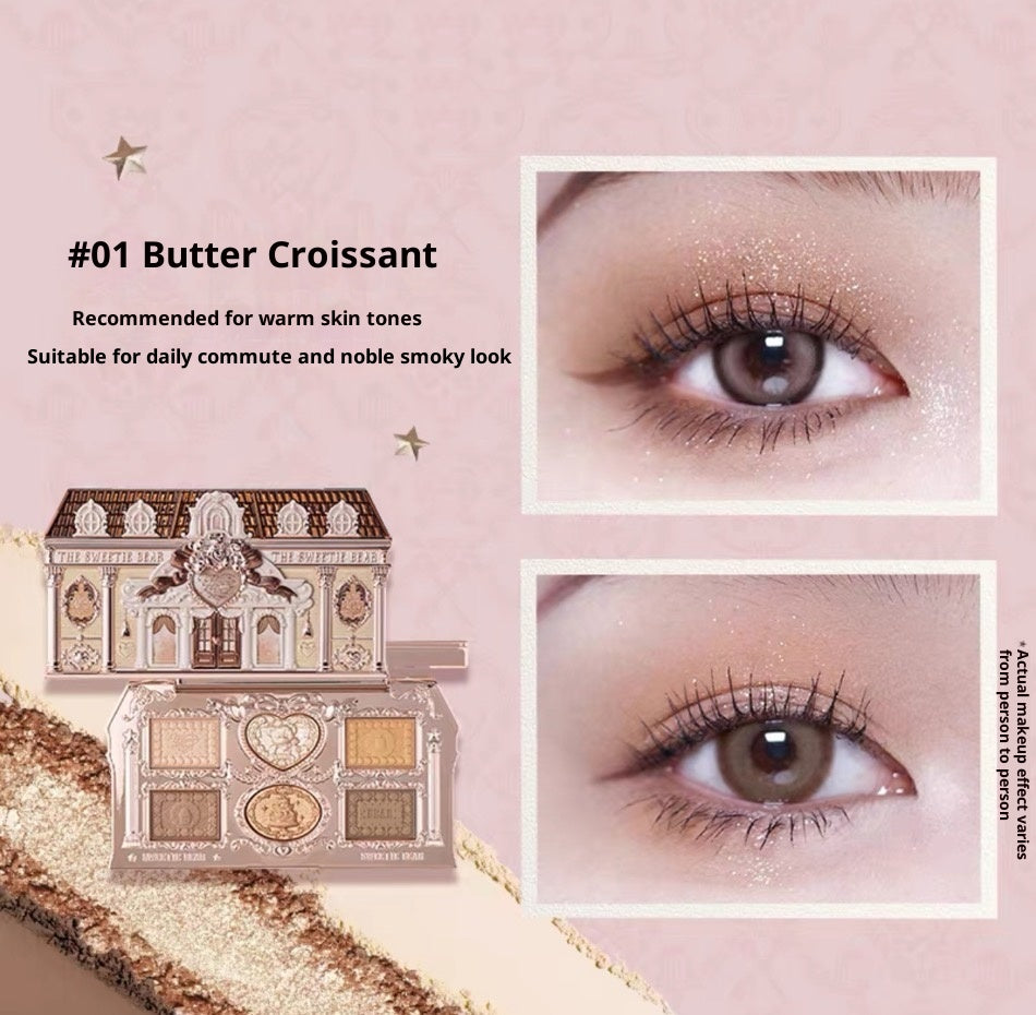 Sweetheart Bear Eyeshadow Palette Matte & Shimmer 6 Colors Easy to Use - Girly Makeup
