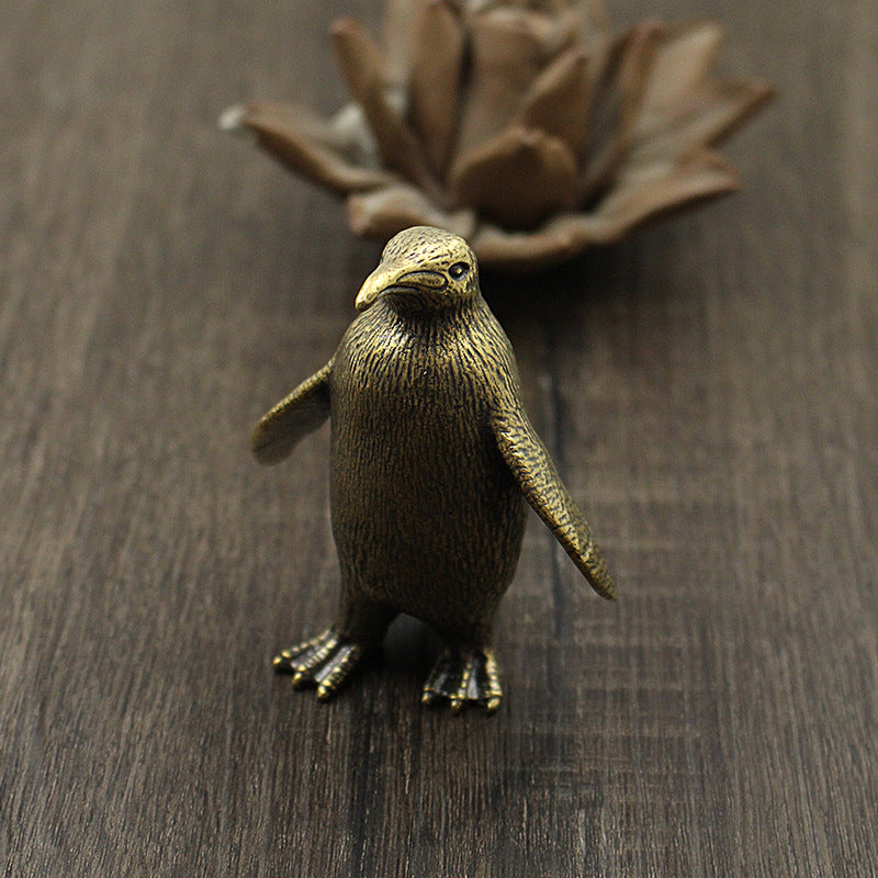Large Brass Penguin Ornament for Home & Garden Decor