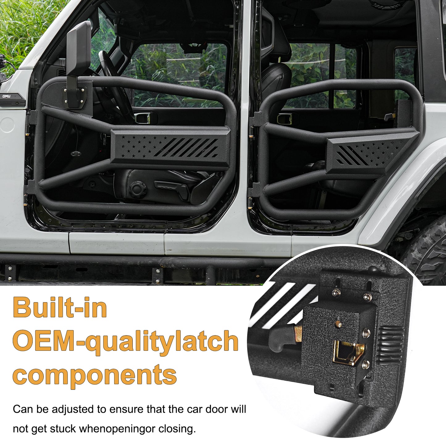 Tubular Half Doors with Side View Mirror for Jeep Wrangler JL 2018-2026 - Black