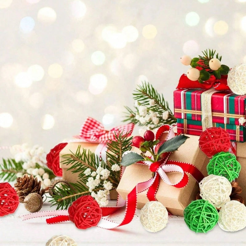 30 Pcs Christmas Rattan Balls - Decorative Vase Filler Ornaments