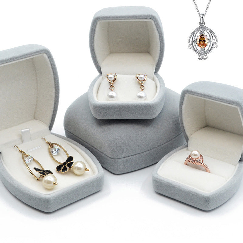 Velvet Jewelry Box with Big Belly Style Oval Compartments for Necklaces Rings and Earrings