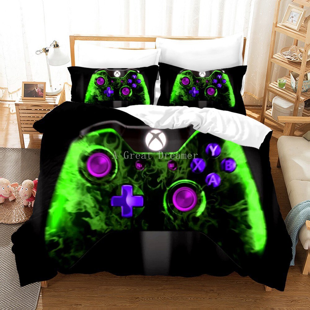 Digital 3D Game Controller Pattern Printed Bedding Set - Multiple Sizes
