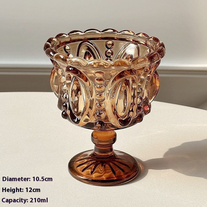European Style Carved Glass Drinkware - 210ml Home Bar Glasses Set