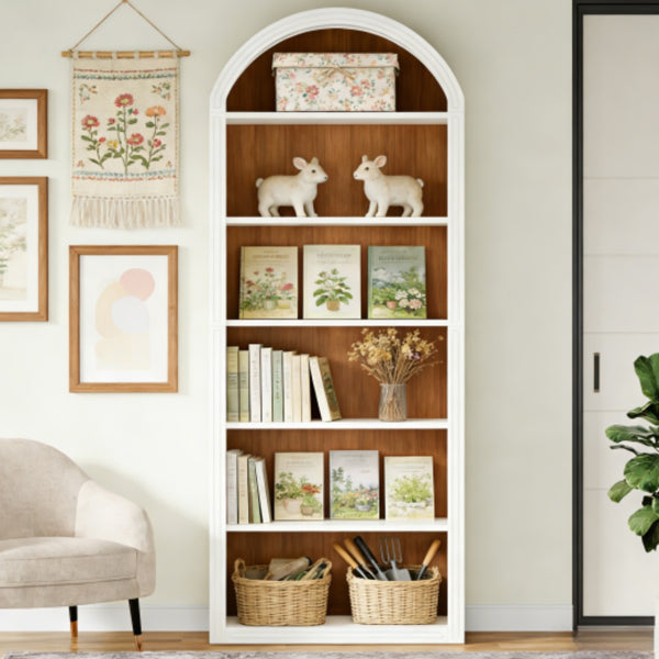 Tall Bookshelf with Eight Tiers - Two-Tone Storage Solution