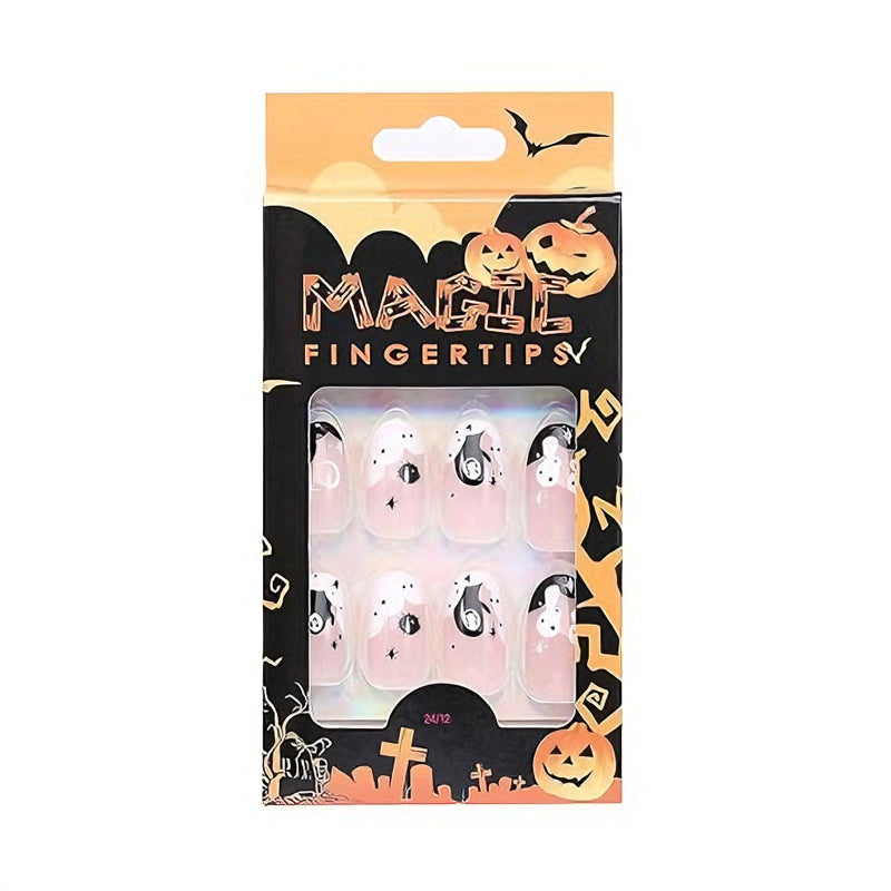 Long Square Press-On Nails - 24-Piece Aurora White Nail Tip Set