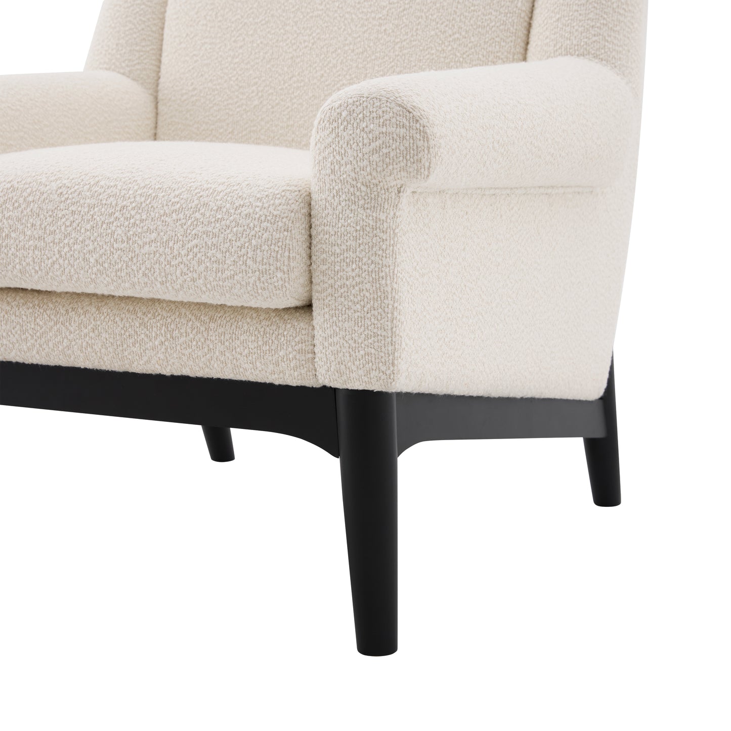 Beige Modern Accent Chair with Flared Arms - Upholstered Lounge Chair