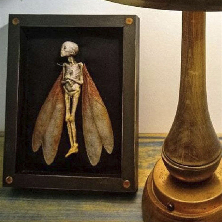 Halloween Shadow Box Decor with Dead Fairy Scene Wooden Ornament Black