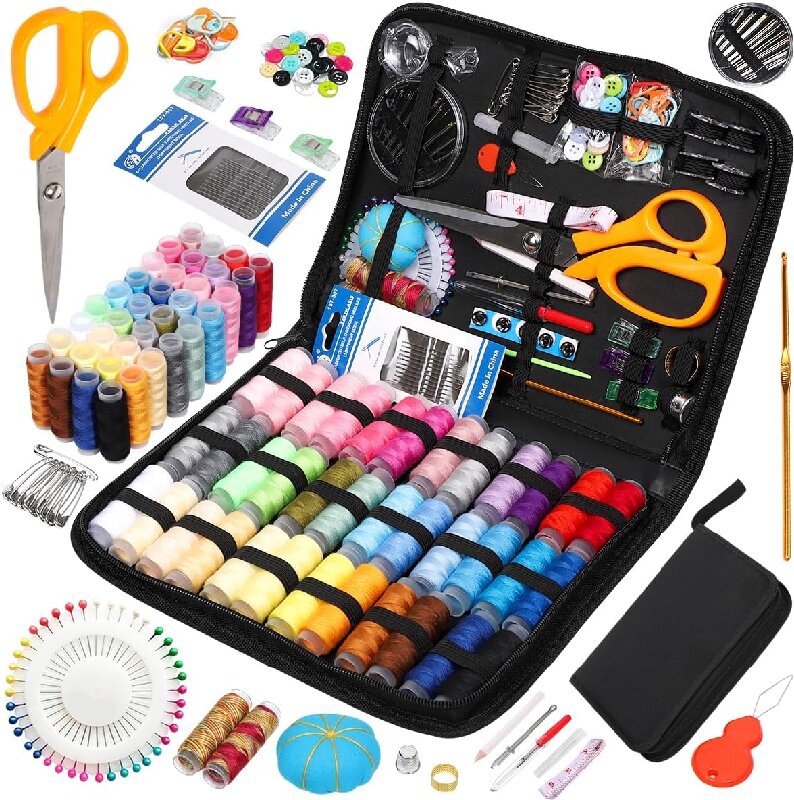 Colorful Thread Sewing Kit with Storage Bag 205PCS Set for Crafts & Repairs