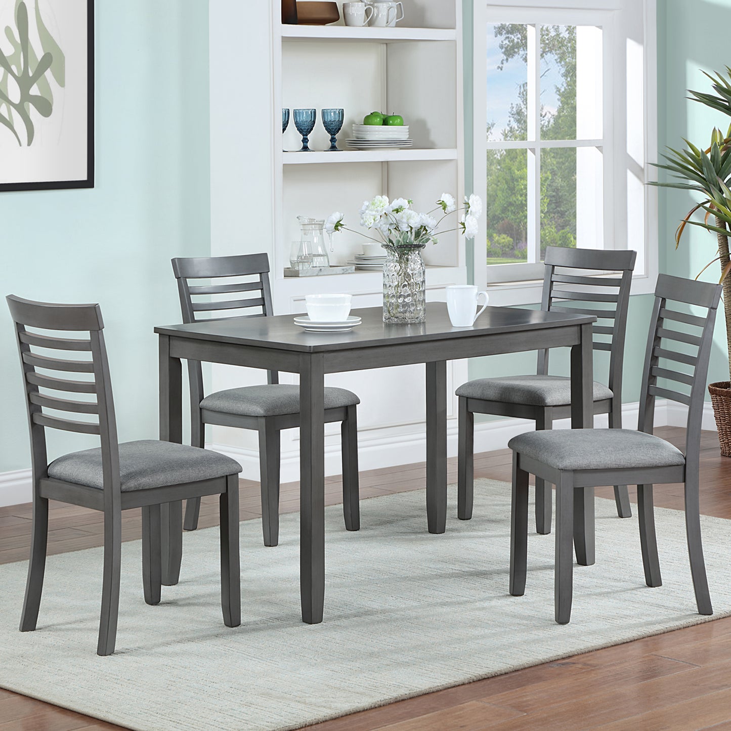 Acacia Wood Rectangular Dining Table - Gray, Seats 4