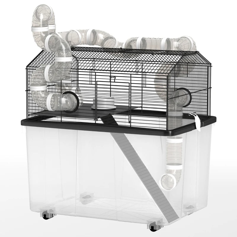 Hamster Cage Two-Tier with Deep Tray Tube System Water Bottle and Accessories