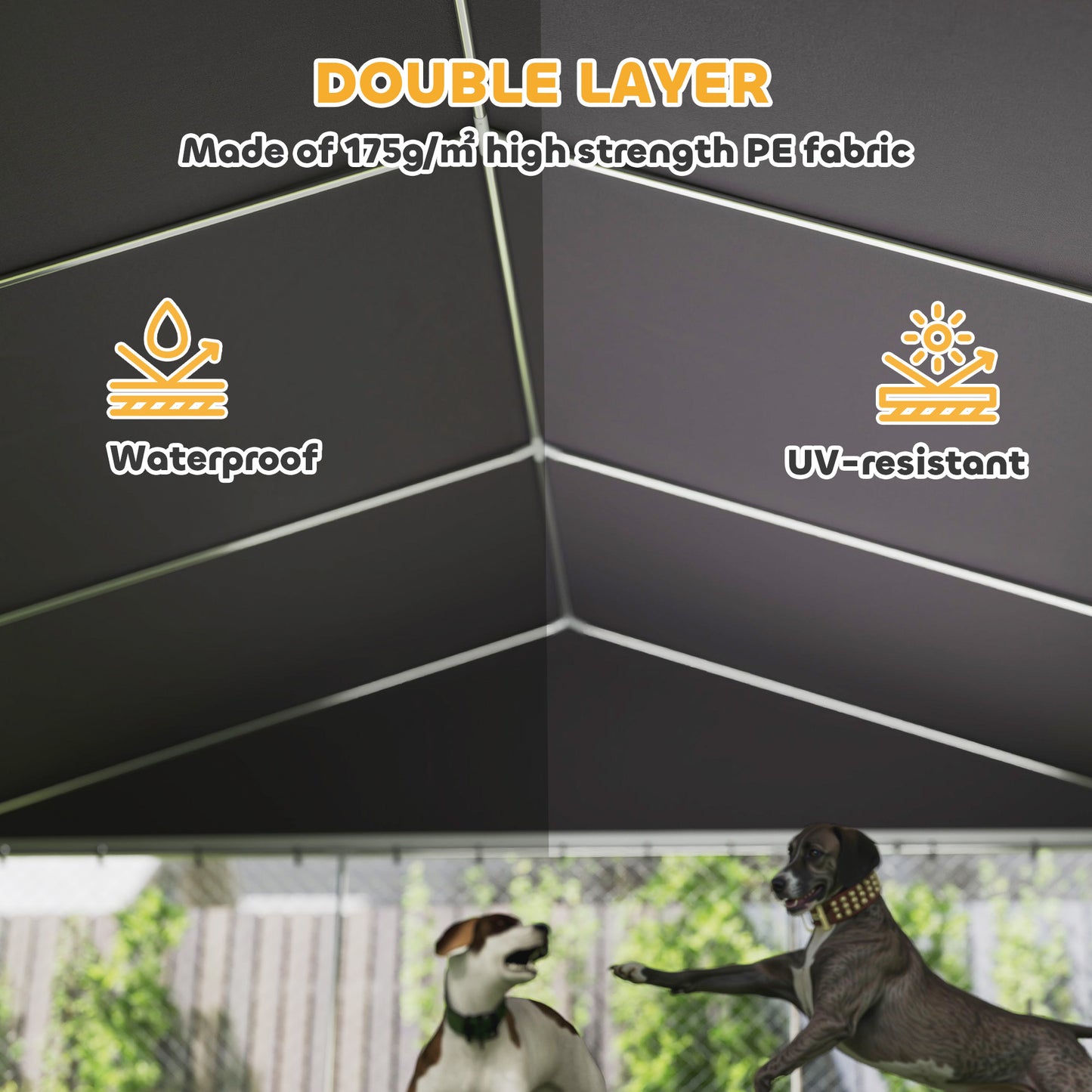 Heavy Duty Outdoor Dog Kennel with Waterproof Roof & Secure Latch - Large Chain Link Run