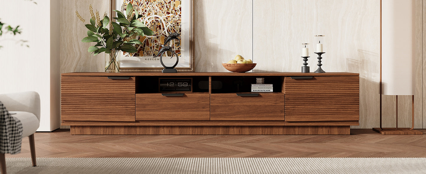 78 Inch Modern TV Stand for 85 Inch TVs - Walnut Finish