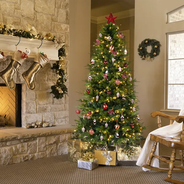 7.5 FT Artificial Christmas Tree with 400 Warm White LED Lights