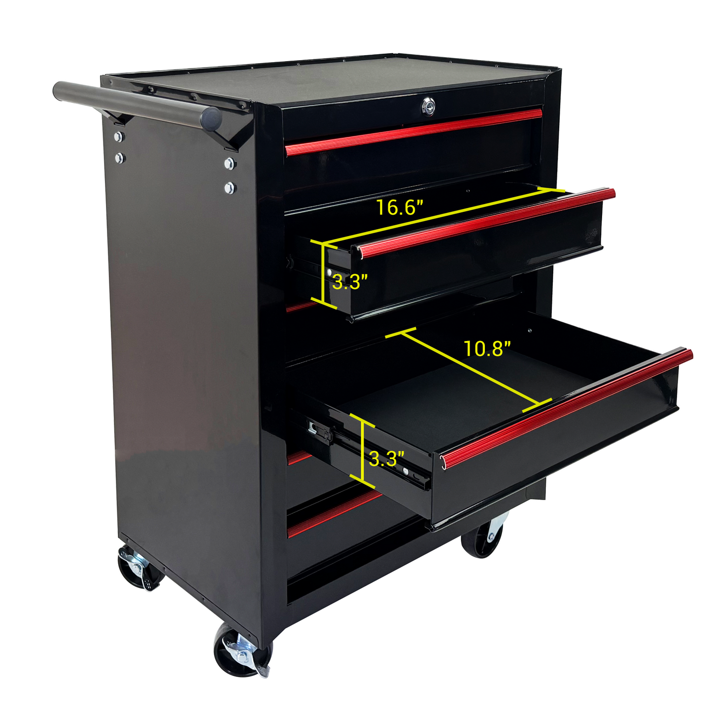 20-Inch Metal Rolling Tool Chest with 6 Drawers - Black Steel Storage Cabinet