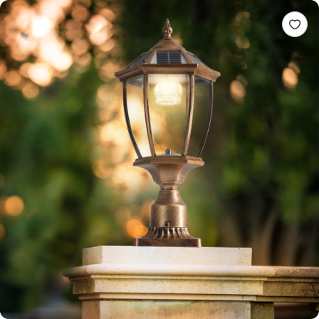 Golden Solar Powered Outdoor Lantern - Vintage Garden Light for Pathways & Yards - Bronze