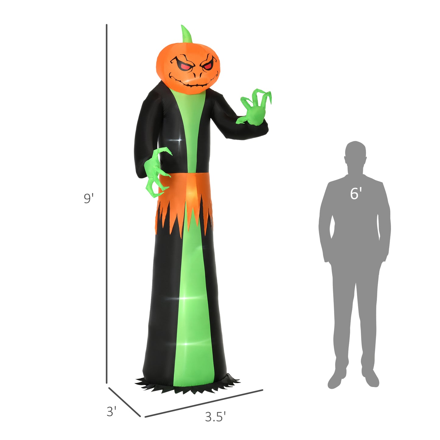 Halloween Inflatable Pumpkin Ghost Yard Decoration - 9 Feet Tall